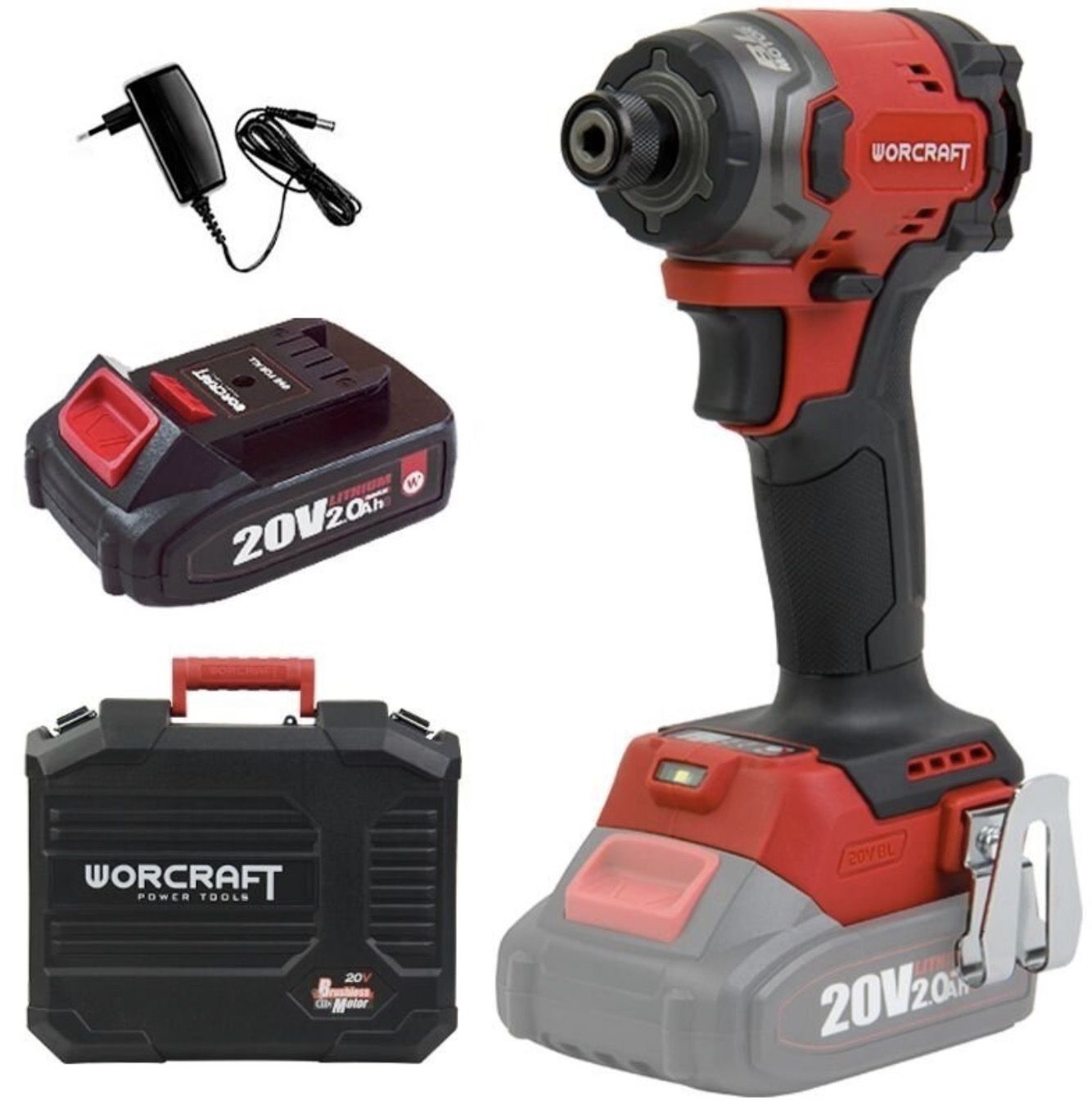 Slagskruetrækker Worcraft CIS?S20LiBM-260; 20 V; 1x2,0 Ah batt.