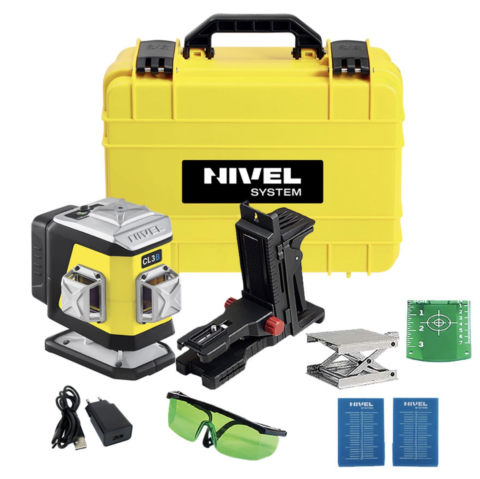 Selvnivellerende krydslinjelaser Nivel System CL3B + tilbehør