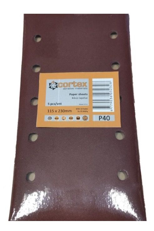 Sandpapir til kredsløbssander Cortex 31421; 115x230 mm; P180; 5 stk.