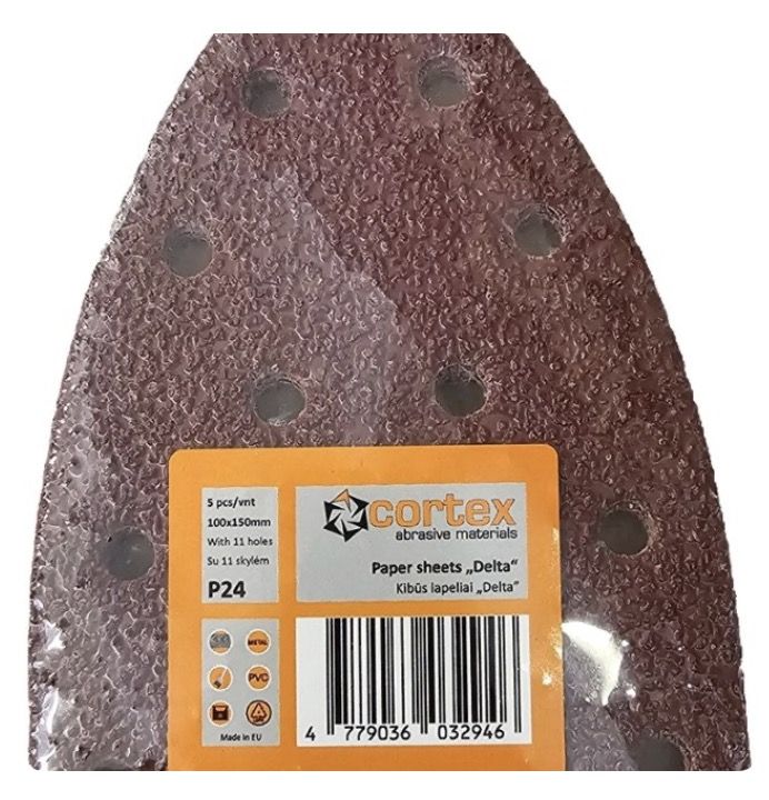 Sandpapir til deltasliber Cortex 35228; 100x150 mm; P24; 5 stk.