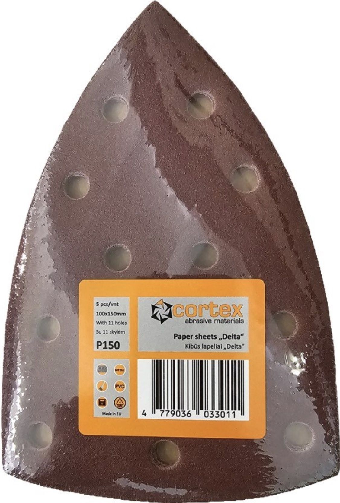 Sandpapir til deltasliber Cortex 35235; 100x150 mm; P150; 5 stk.