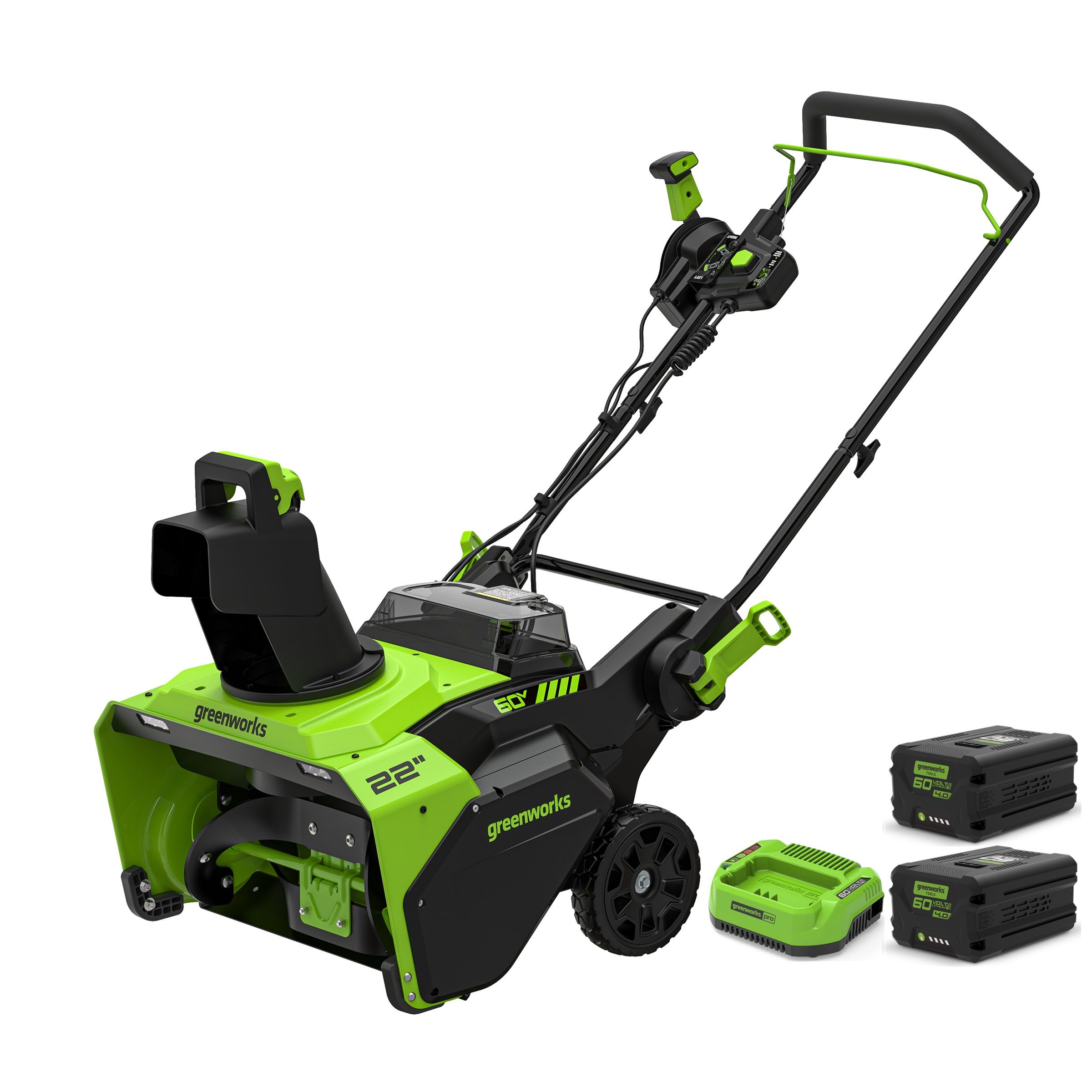 Sneblæser Greenworks GD60STK4X; 60 V; 2x4,0 Ah batt.