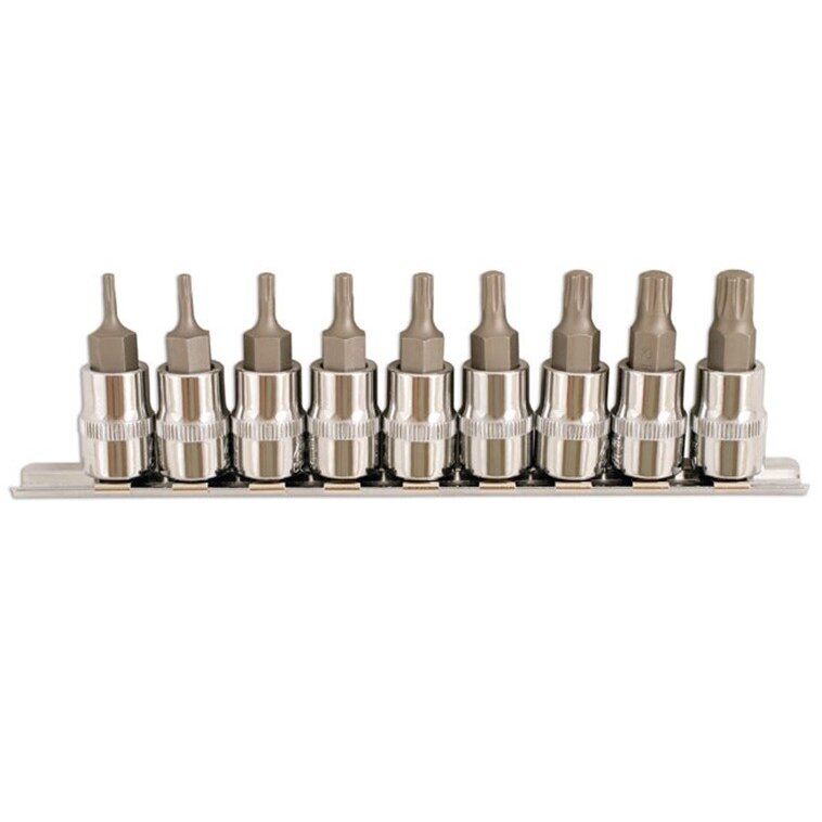 Socket &amp; bit set Ellient Tools GB7018; 3/8''; 9 stk.