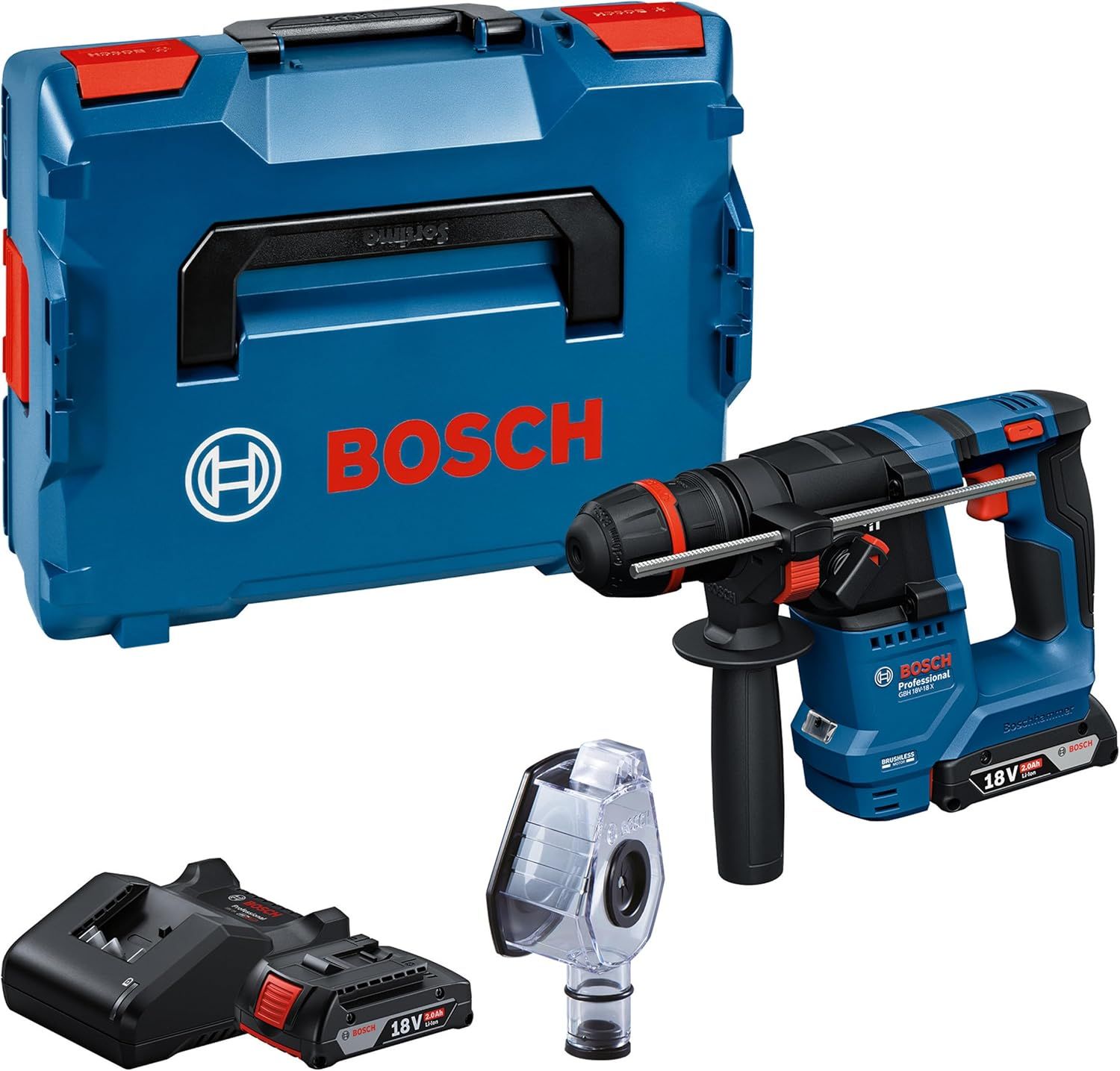 Batteridrevet borehammer Bosch GBH 18V-18 X Professional; 1,5 J; 18 V; 2x2,0 Ah batt.