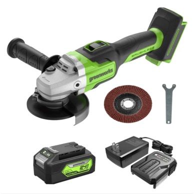 Vinkelsliber Greenworks GD24AGK4; 24 V; 1x4,0 Ah batt.