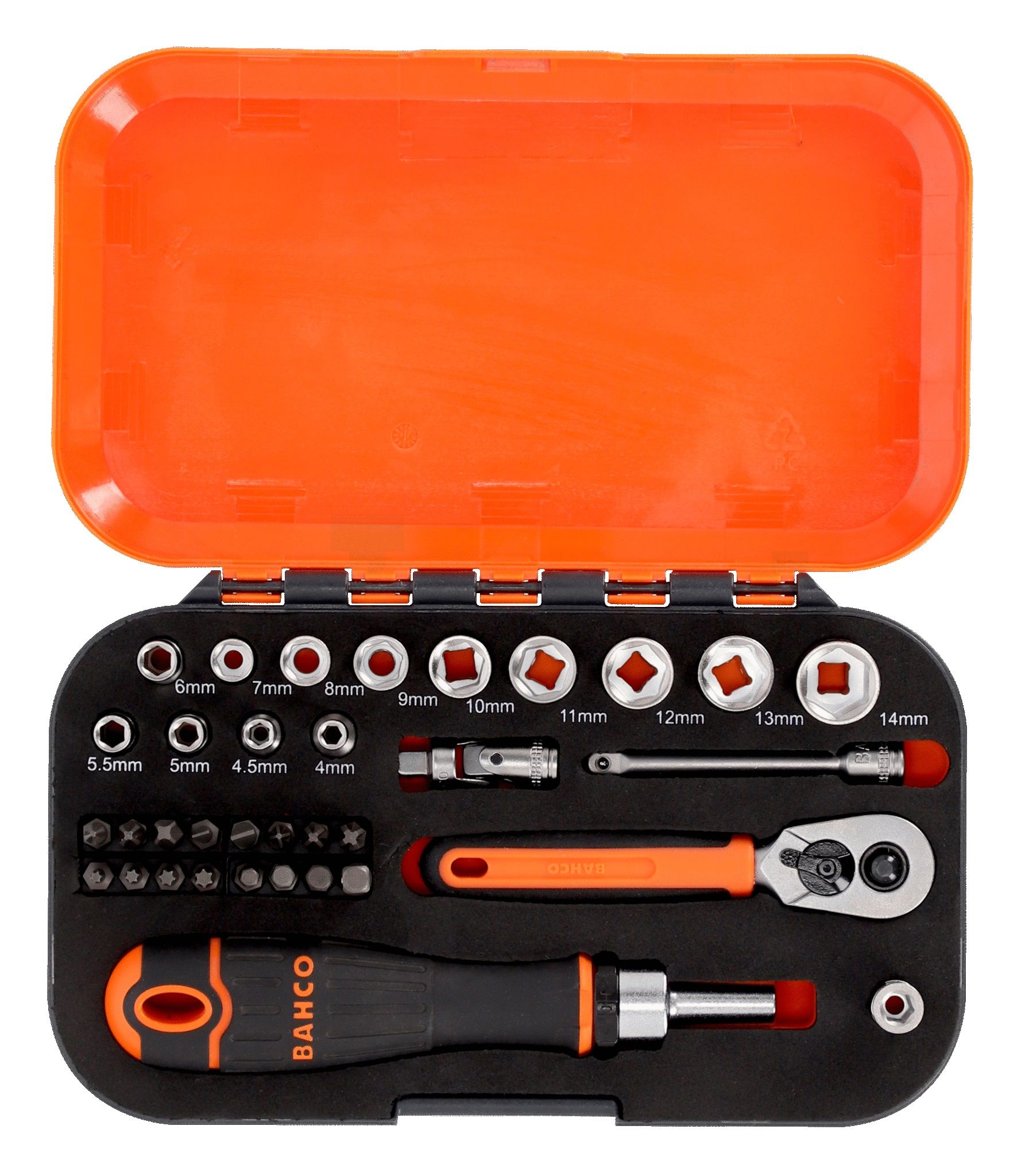 Værktøjssæt Bahco S34MC8H; 1/4''; 34 stk.