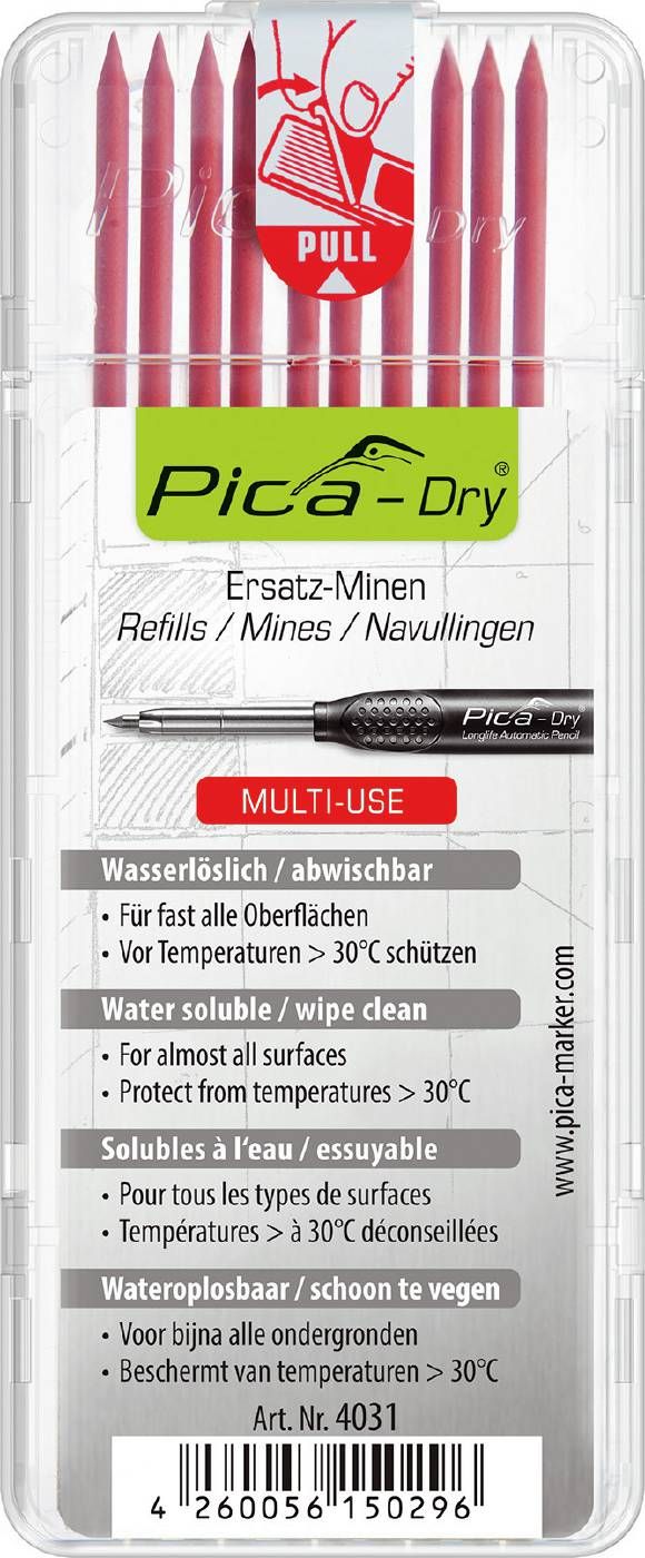 Core Pica Dry; 125 mm; 10 stk; rød