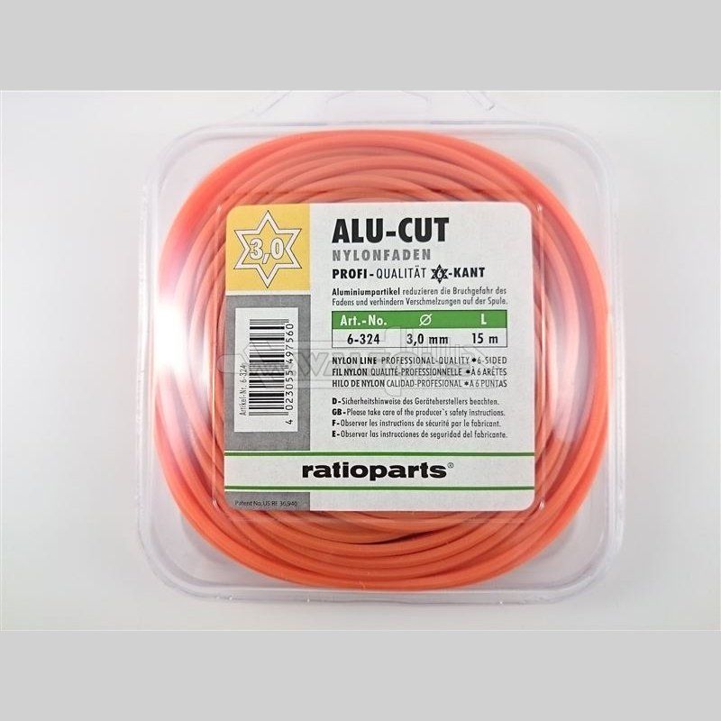 Trimmertråd AluCutline (3,0 mm/15 m) orange, sekskant
