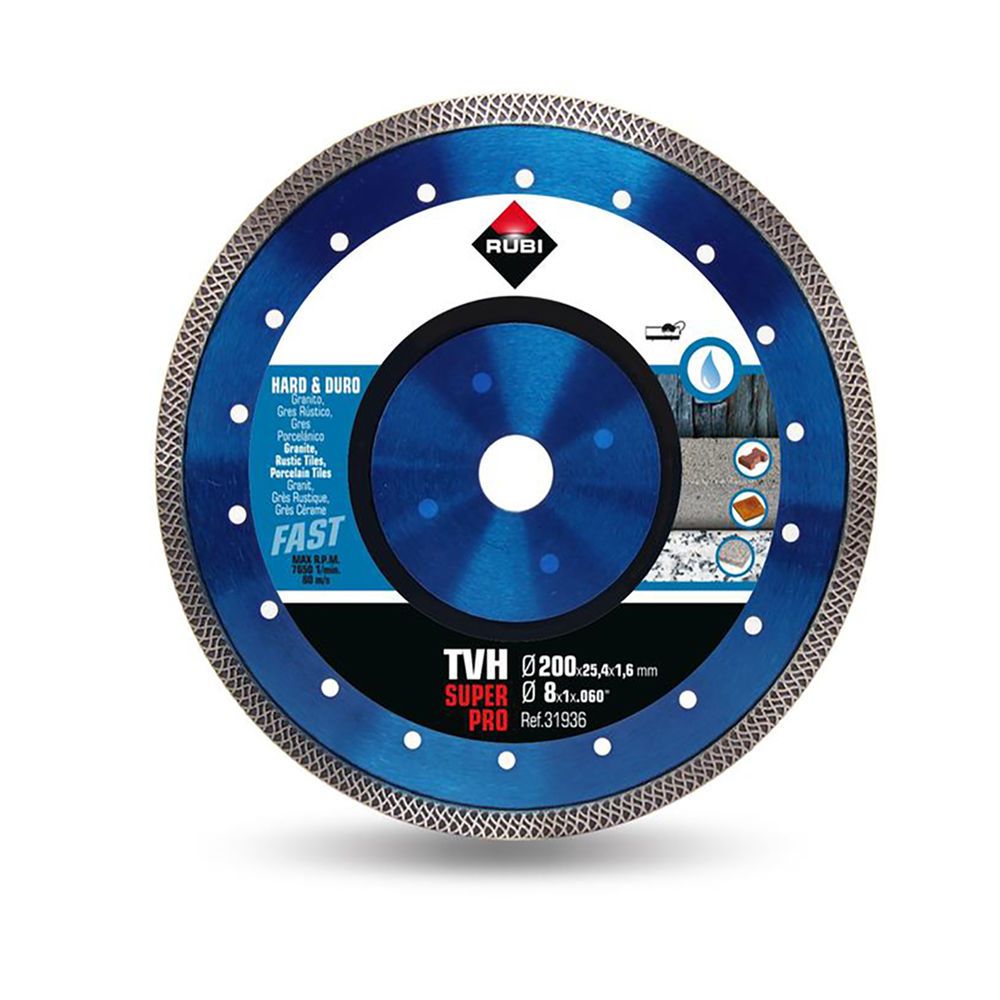 Diamantskæreskive til vådskæring Rubi TVH 200 SuperPro; 200 mm