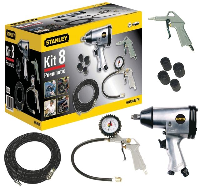 Kompressorværktøjssæt til skruetræning og blæsning Stanley 9045769STN