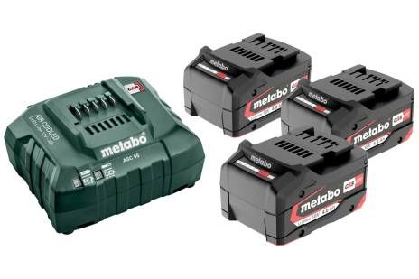 Batteri Metabo 18 V; 4,0 Ah; Li-ion; 3 stk. + batterioplader Metabo ASC 30-36