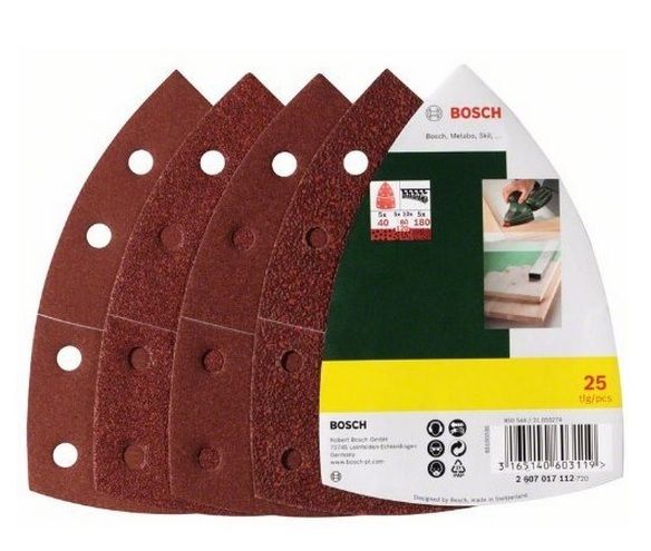 Sandpapir 93 mm; K40/80/120/180; 25 stk.