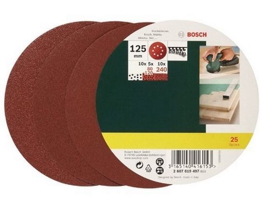 Slibepapir 125 mm; K80-K240; 25 stk.