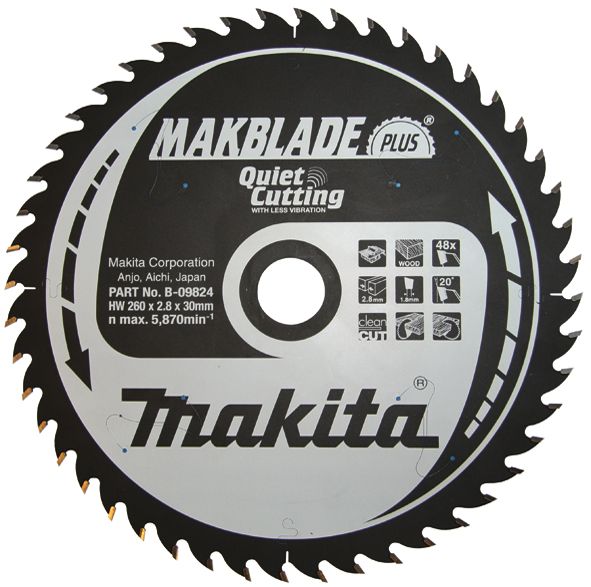 Rundsavsklinge til træ Makita; 260x2,8x30,0 mm; Z48; 20°