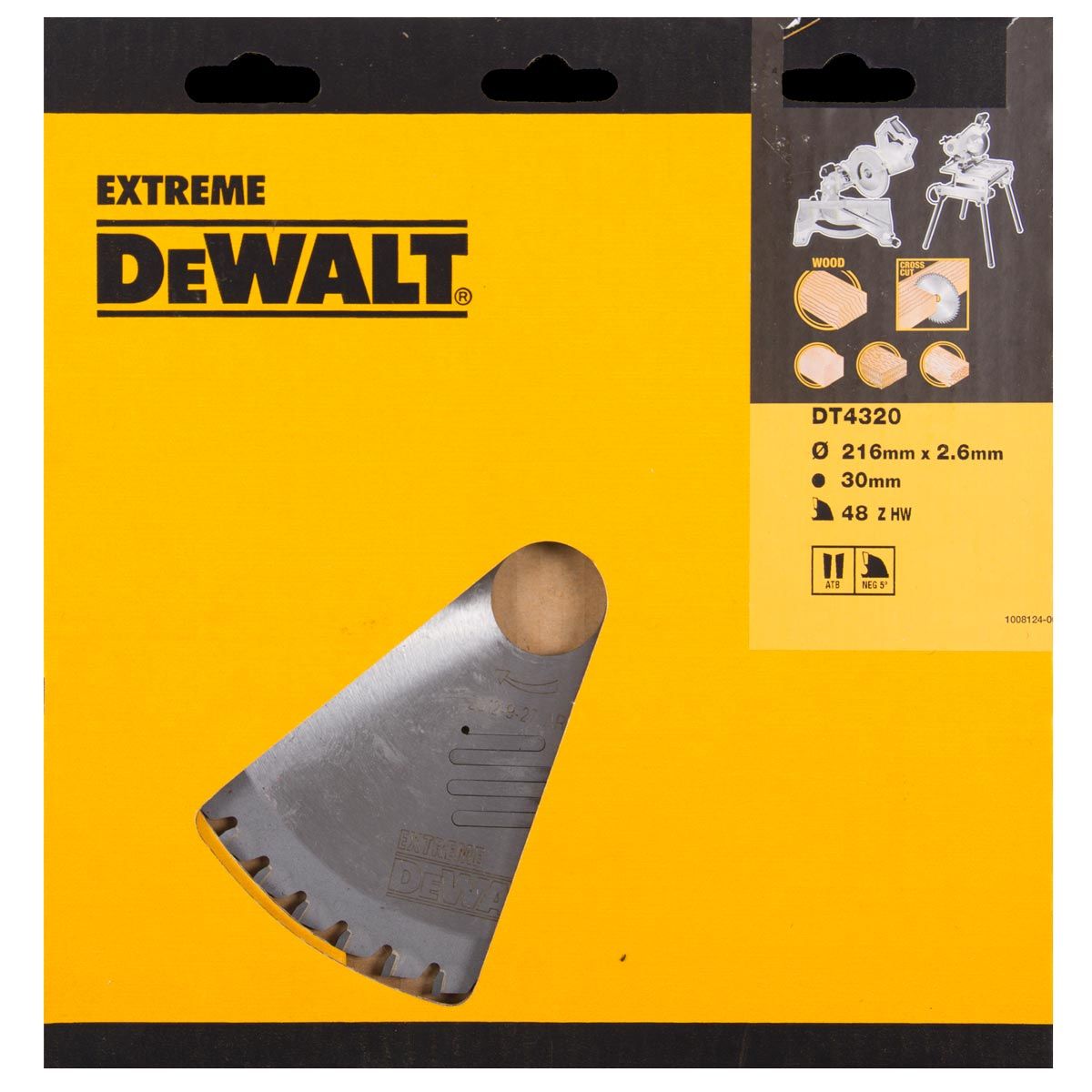 Rundsavsklinge til træ DeWalt; 216x2,6x30,0 mm; Z48; -5°