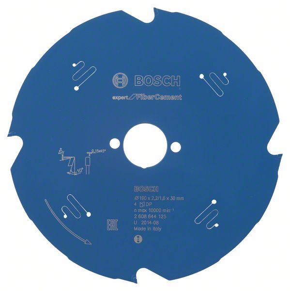 Rundsavsklinge til fibercement Bosch Expert for Fiber Cement; 190x2,2x30,0 mm; Z4; 10°